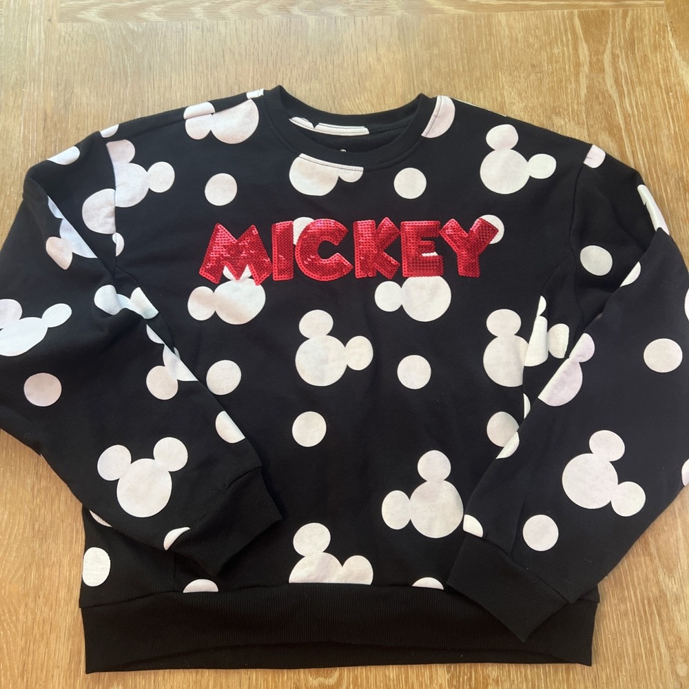 Disney Juniors Large 11-13 Red Sequin Mickey Mouse Polka Dot‎ Sweatshirt